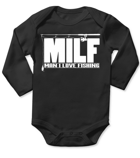 Mens MILF Man I Love Fishing print Gift for Long Sleeve Baby One-Piece