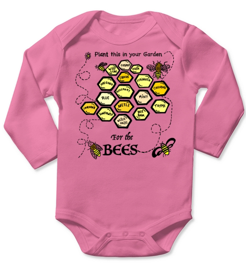 Plant a Garden to Save the Bees Hand Drawn Design Long Sleeve Baby One-Piece