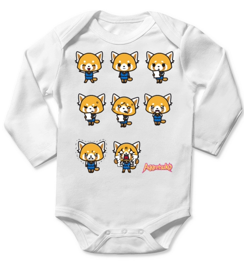 Aggretsuko Current Mood Frontside Long Sleeve Baby One-Piece