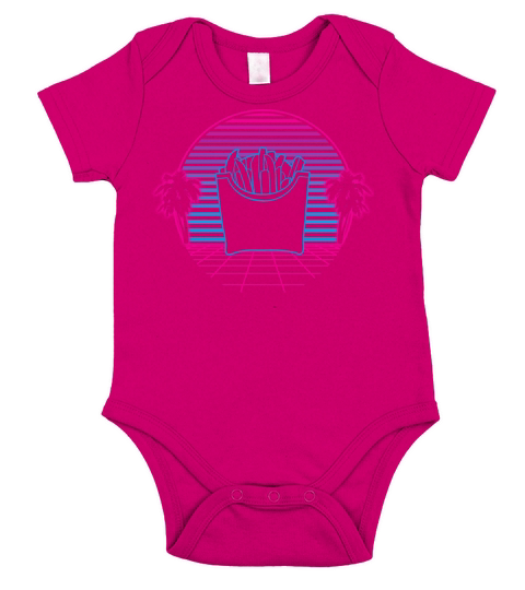 French Fries Retro Vintage Retrowave Short Sleeve Baby One-Piece