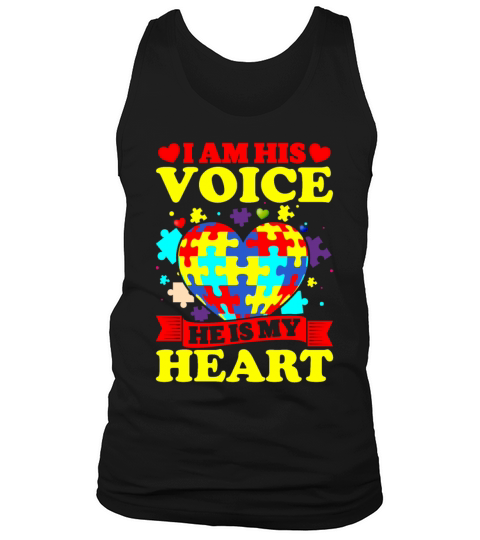 I Am His Voice He Is My Heart Autism Awareness Son Men's Tank Top