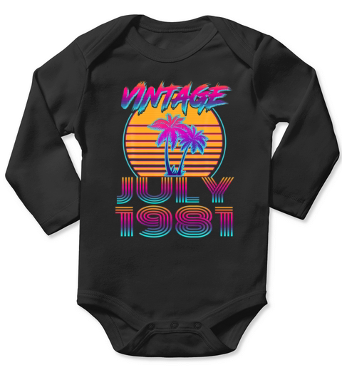 40 Year Old Retro Vintage 80s July 1981 40th Long Sleeve Baby One-Piece