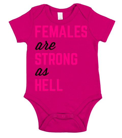 Females Strong Hell Gym Quote Short Sleeve Baby One-Piece
