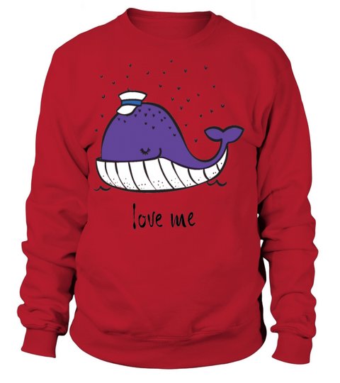 cute doodle ocean whale in color Love Me Women's Sweatshirt