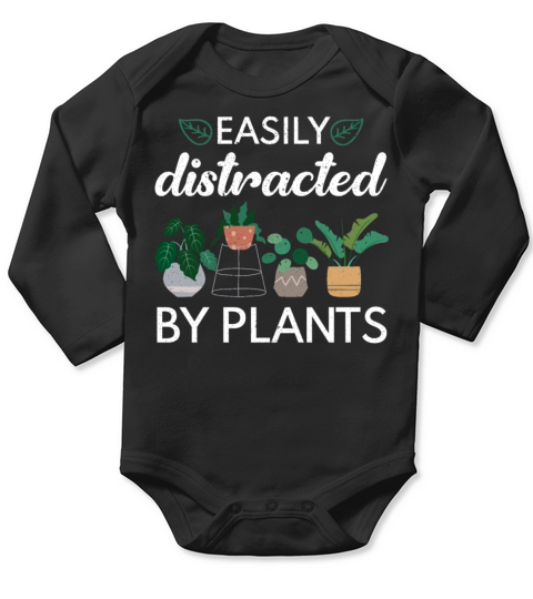 Easily Distracted By Plants Gardening Flower Plant Long Sleeve Baby One-Piece