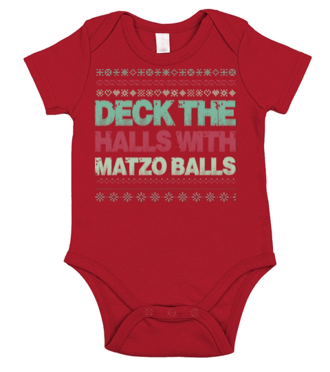 Funny Hanukkah - Deck The Hall With Matzo - Humor Short Sleeve Baby One-Piece