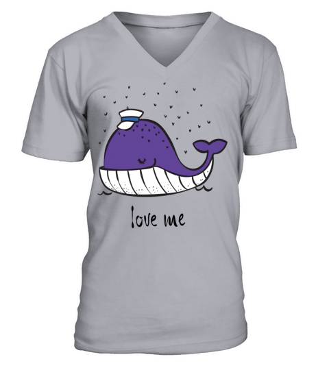 cute doodle ocean whale in color Love Me Men's V-Neck T-shirt