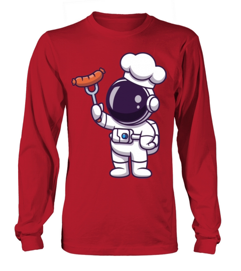 Cute astronaut chef with grill sausage Women's Long Sleeve