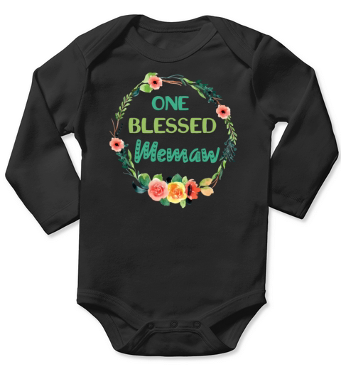 One Blessed Memaw Grandma Floral Wreath Gifts Long Sleeve Baby One-Piece