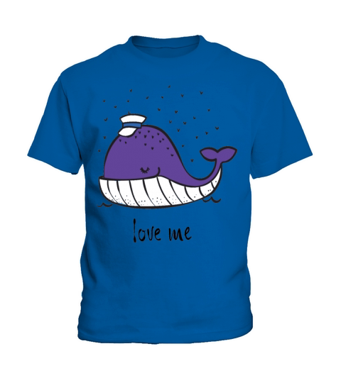 cute doodle ocean whale in color Love Me Kids T-Shirt