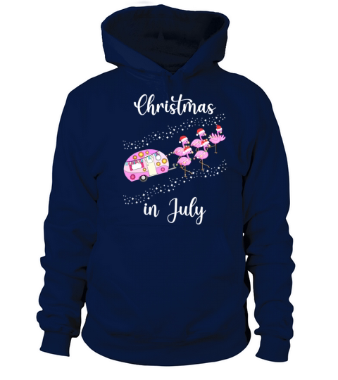 Flamingo Pink Retro Camping Car Christmas in July Men's Hoodie