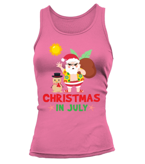 Santa Snowman Hawaiian Summer Christmas in July Women's Tank Top