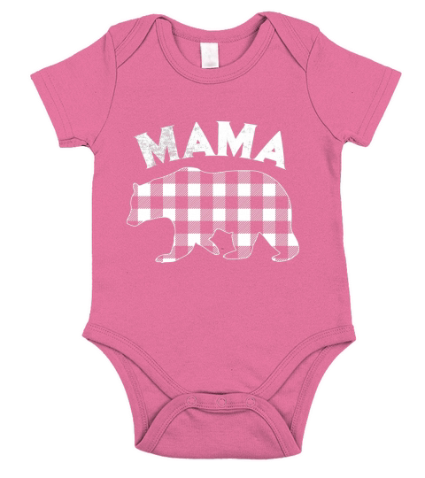 Black And White Buffalo Plaid Mama Bear Short Sleeve Baby One-Piece