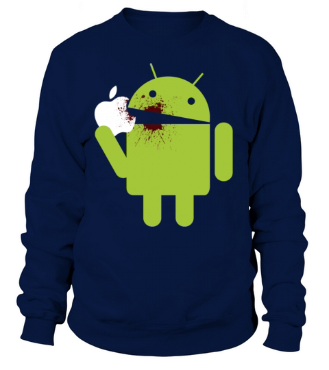 ANDROID EAT APPLE FUNNY ROBOT PHONE MOBILE SAMSUNG Women's Sweatshirt