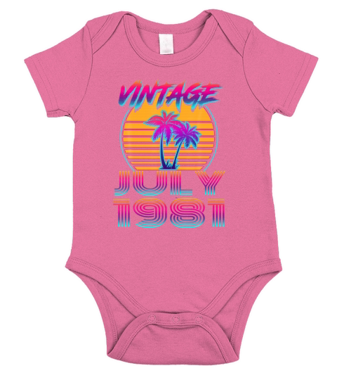 40 Year Old Retro Vintage 80s July 1981 40th Short Sleeve Baby One-Piece