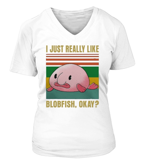 Blobfish Blobby Fishing Retro Vintage V-neck T-Shirt Woman