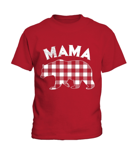 Black And White Buffalo Plaid Mama Bear Kids T-Shirt