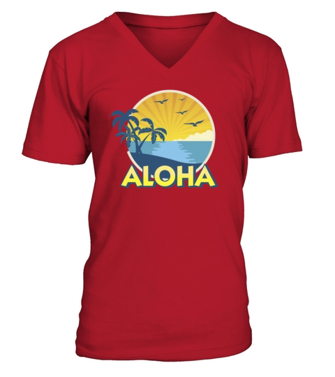 Vintage Aloha Island Surfing 70s Retro Men's V-Neck T-shirt