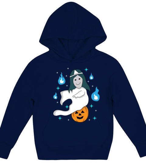 Cute Anime-style Japanese Ghost With Pumpkin Kids Hoodie
