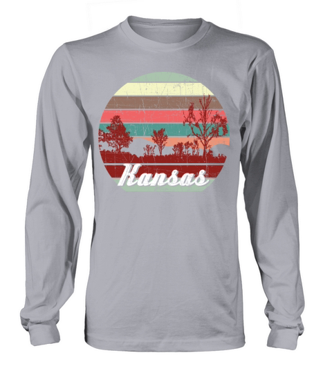 Retro Color Distressed Design Kansas Travel Campin Men's Long Sleeve