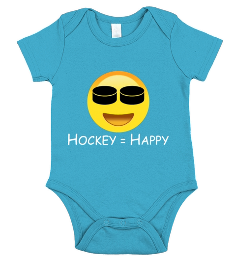 hockey happy funny face favorite hockey Short Sleeve Baby One-Piece