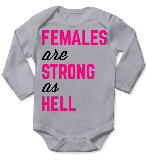 Females Strong Hell Gym Quote Long Sleeve Baby One-Piece