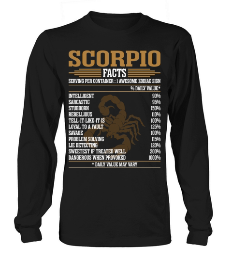 Zodiac Scorpio Facts Tshirt Women's Long Sleeve