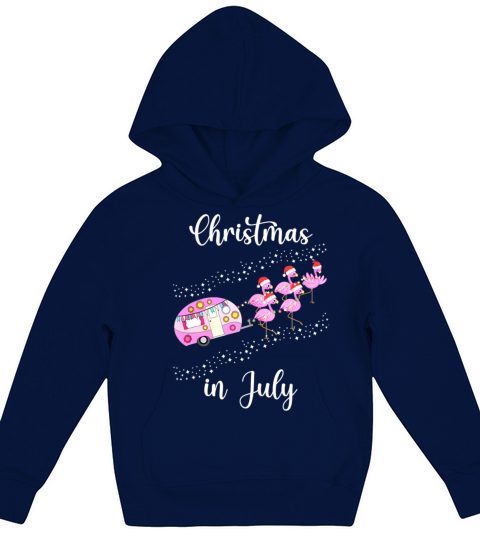 Flamingo Pink Retro Camping Car Christmas in July Kids Hoodie
