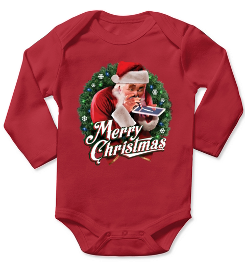 St Nick Santa Snorting Crack Cocaine On Christmas Long Sleeve Baby One-Piece