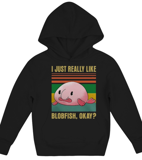 Blobfish Blobby Fishing Retro Vintage Kids Hoodie