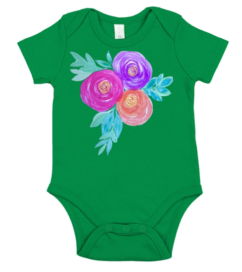 Vibrant Watercolor Floral Short Sleeve Baby One-Piece