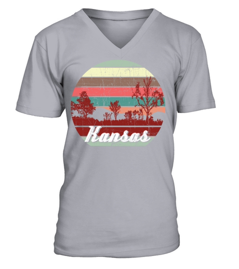 Retro Color Distressed Design Kansas Travel Campin Men's V-Neck T-shirt