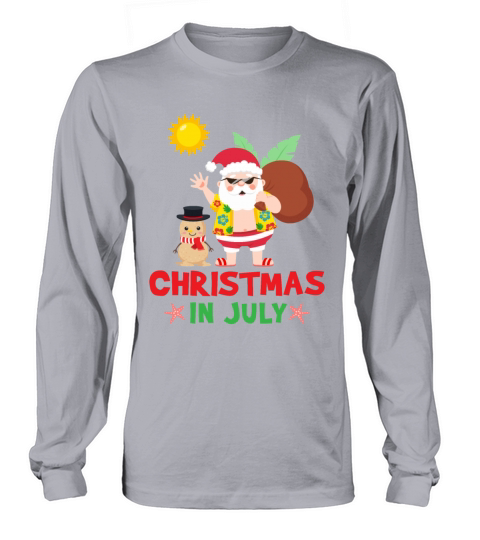 Santa Snowman Hawaiian Summer Christmas in July Men's Long Sleeve