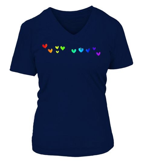 Minimalism hearts in rainbow colors gift Women's V-Neck T-shirt