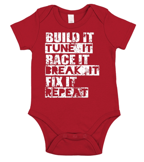Car Lover Gift build It Tune It Race It Fix It Repeat Short Sleeve Baby One-Piece