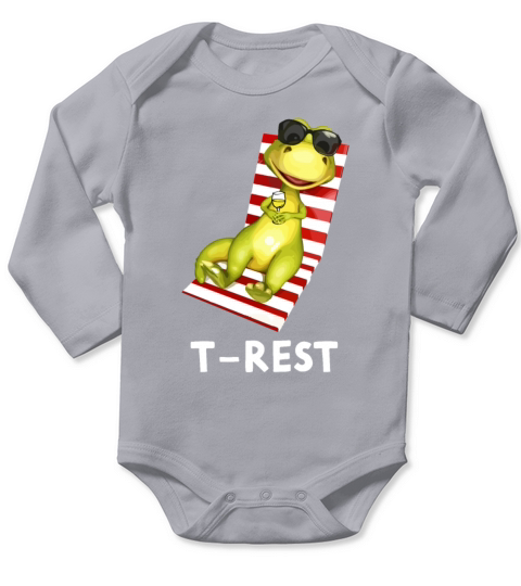 T-Rest T-Rex Cute Relax Holiday Beach Dinosaur Fun Long Sleeve Baby One-Piece