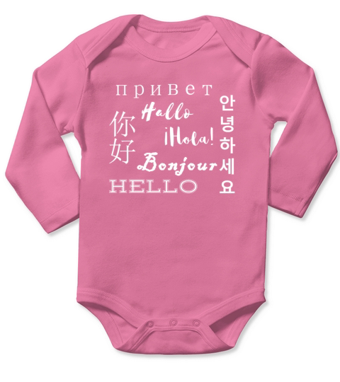 Multilingual Hello Greeting Long Sleeve Baby One-Piece