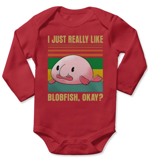 Blobfish Blobby Fishing Retro Vintage Long Sleeve Baby One-Piece