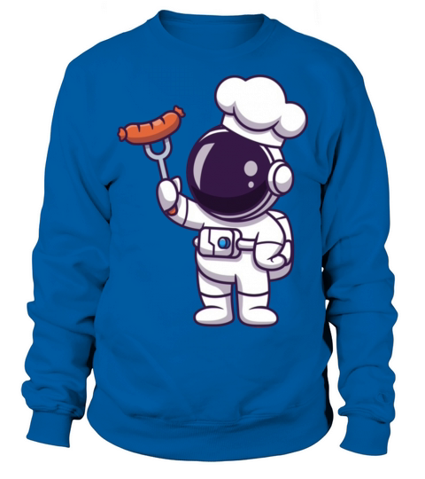 Cute astronaut chef with grill sausage Men's Sweatshirt