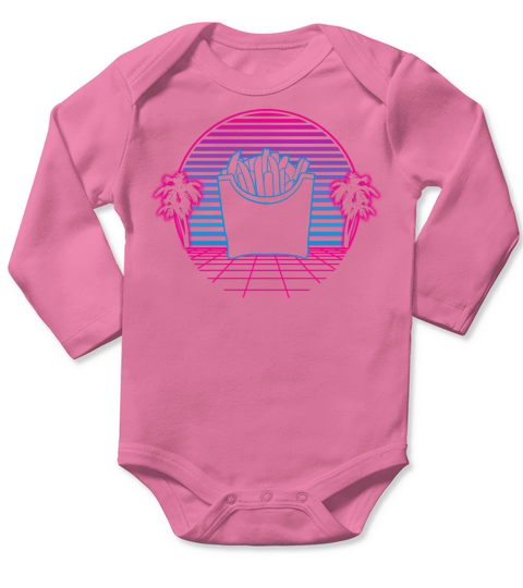 French Fries Retro Vintage Retrowave Long Sleeve Baby One-Piece