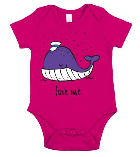 cute doodle ocean whale in color Love Me Short Sleeve Baby One-Piece