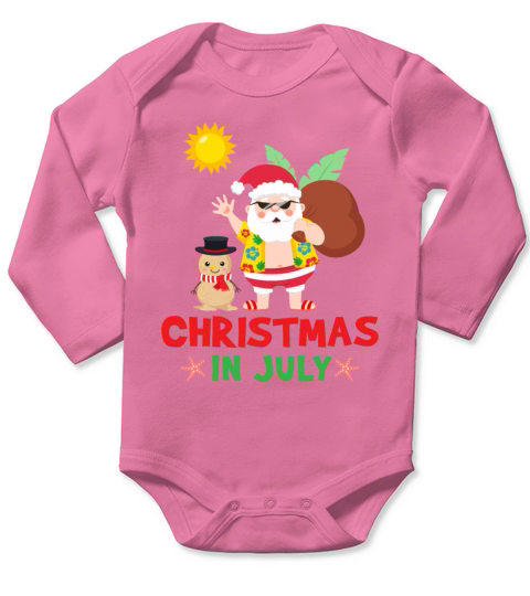 Santa Snowman Hawaiian Summer Christmas in July Long Sleeve Baby One-Piece