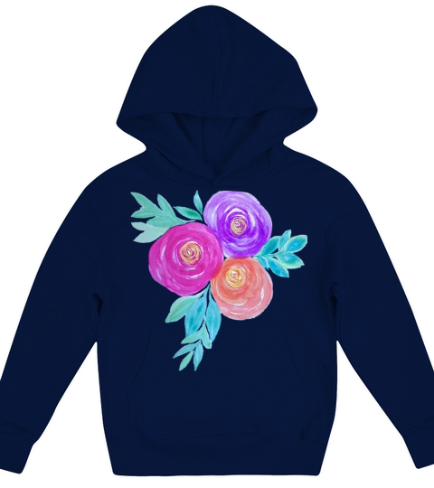 Vibrant Watercolor Floral Kids Hoodie