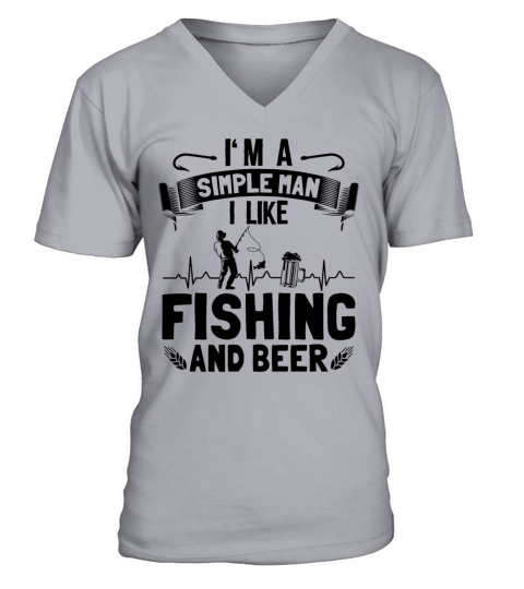 Fisherman Beer Heartbeat Fisher Angler Fishing Men's V-Neck T-shirt