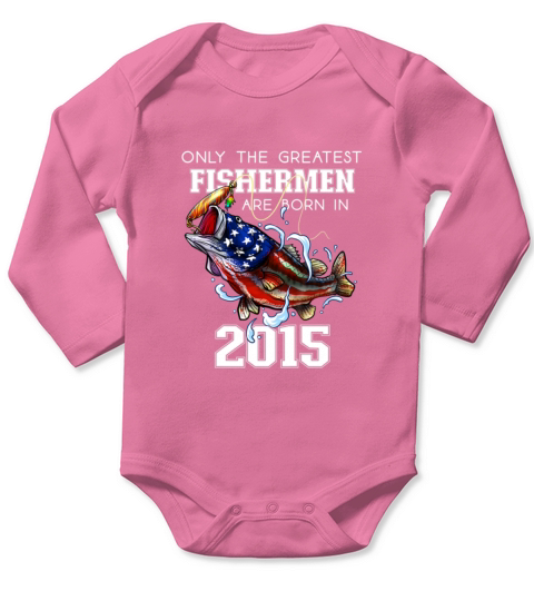 Kids 6th Birthday Gift 2015 Fishermen Bass Fishing Long Sleeve Baby One-Piece