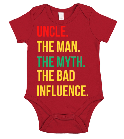 Men Vintage Fun Uncle Man Myth Bad Influence Shirt Short Sleeve Baby One-Piece