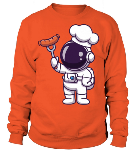 Cute astronaut chef with grill sausage Women's Sweatshirt