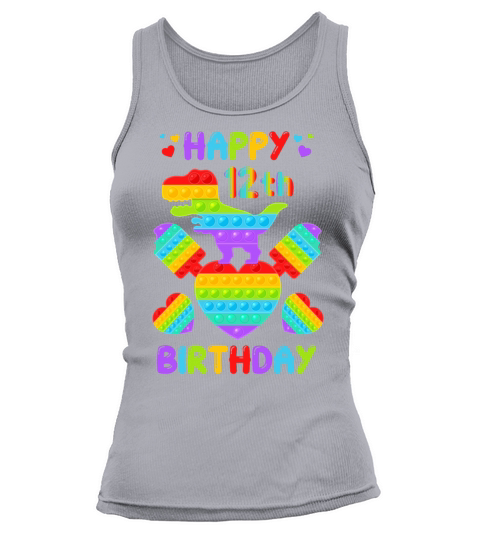 Kids Happy 12th Birthday Pop It Dinosaur Women's Tank Top