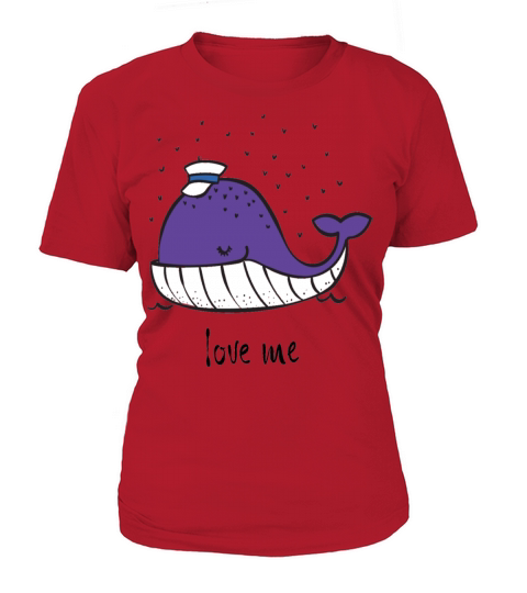 cute doodle ocean whale in color Love Me Women's T-Shirt