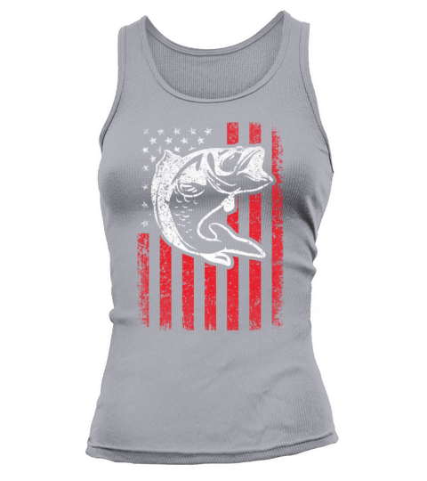 Fisherman Gift Fishing Bass Vintage American Flag Women's Tank Top